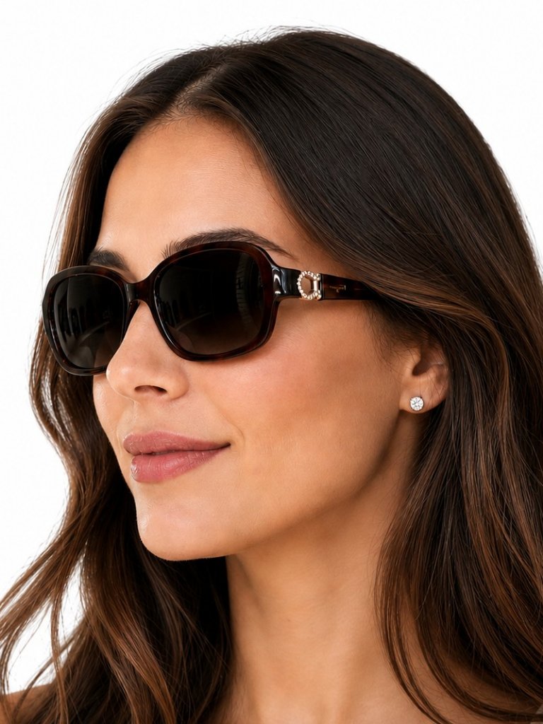 Salvatore Ferragamo Sf704sr Brown Tortoise Oversized Sunglasses Gold & Crystals